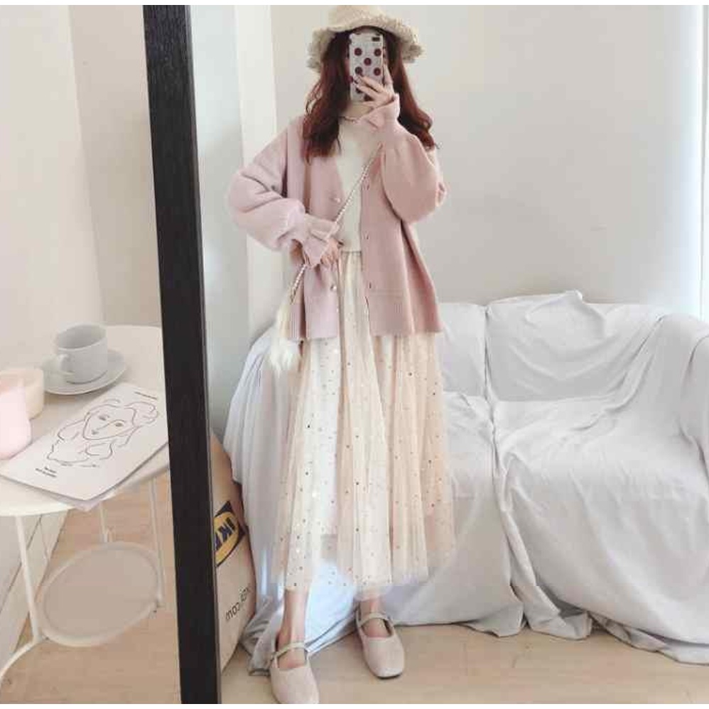 Áo khoác Cardigan dệt kim tay dài dễ phối đồ