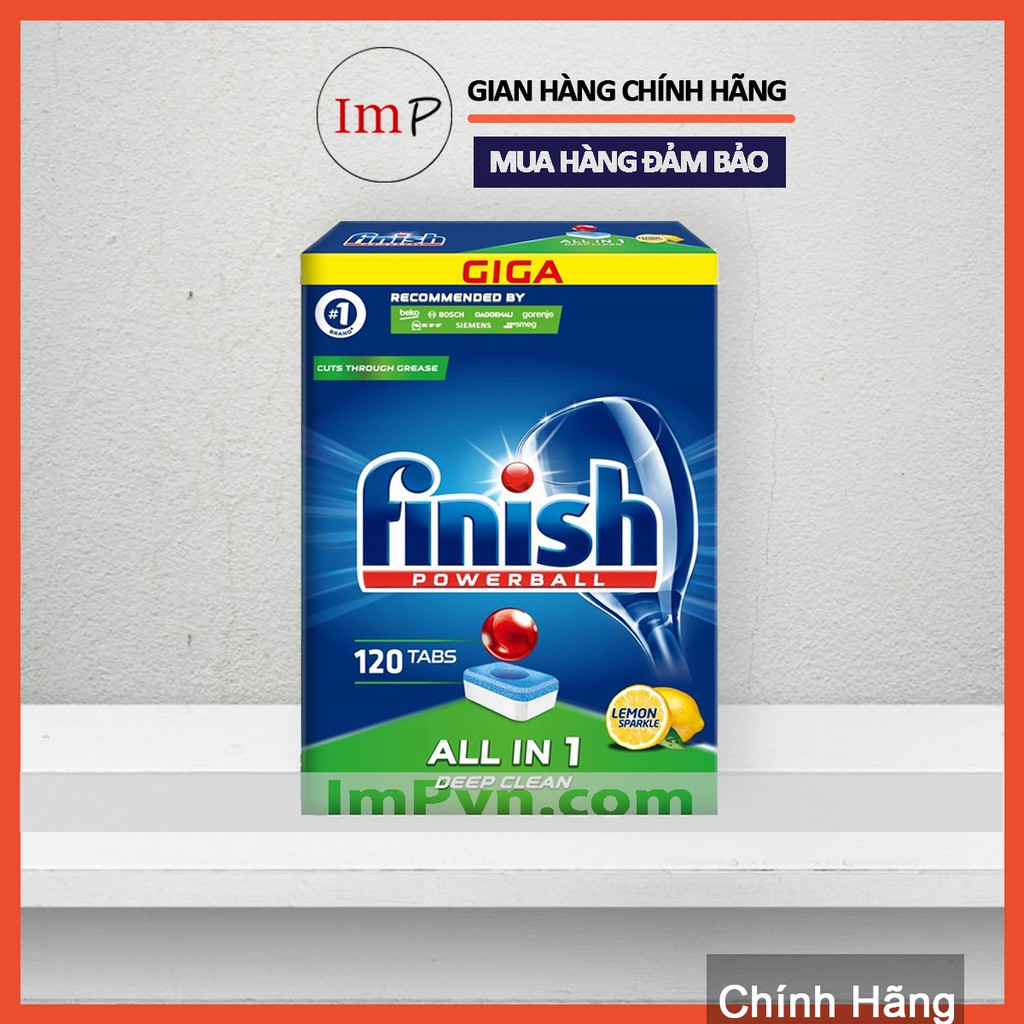 Viên rửa bát Finish All in One 120 viên (90 viên Chanh) dành cho máy rửa chén bát