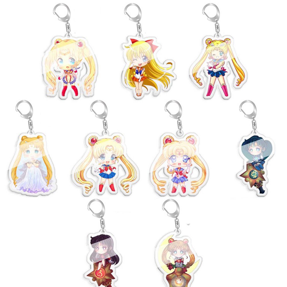 Móc khóa hai mặt bằng acrylic hình Sailor Moon dễ thương