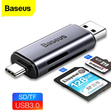 Bộ đọc thẻ Baseus 2 trong  1 USB 3.0 &USB Type C - SD Micro SD TF thông minh dành cho iPad