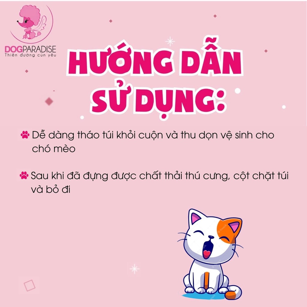 Túi đựng phân, túi rác vệ sinh chó mèo Pian Pian set 2 cuộn 8x6x4.2cm - Dog Paradise