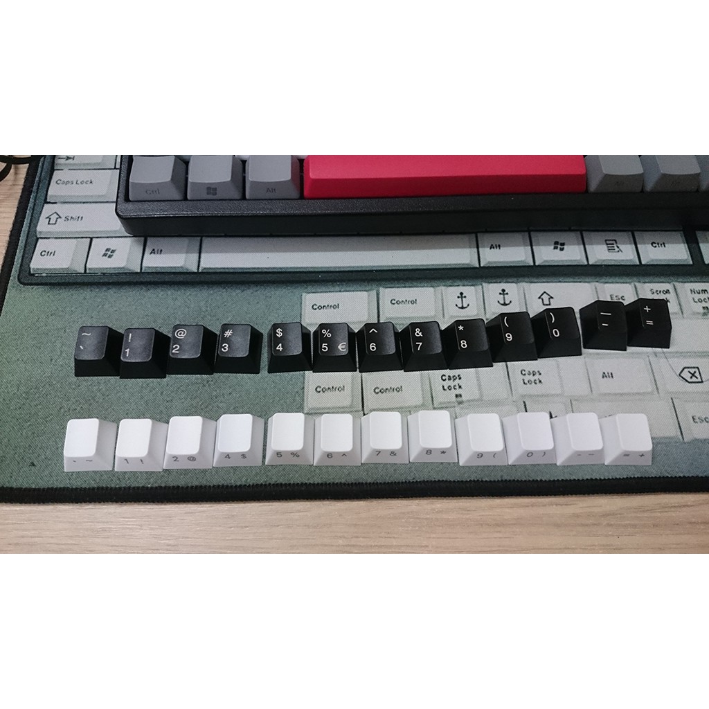 Set keycap hàng số thick pbt cherry profile màu trắng