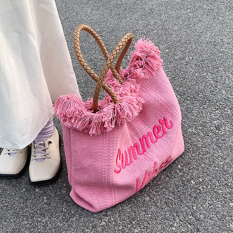 Túi đeo vai IELGY vải canvas cỡ lớn in chữ thời trang cho nữ