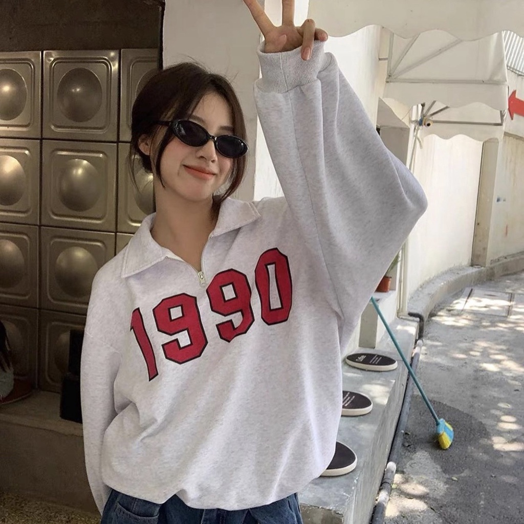 Áo Sweater Polo Dài Tay Unisex JOVELTY Chất Nỉ Bông Cotton - Áo Polo Dài Tay Phối Khóa Cổ 1990 | BigBuy360 - bigbuy360.vn