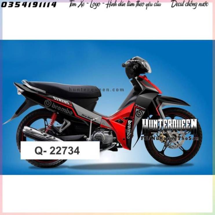 Tem rời xe Sirius đen đỏ bạc - Brembo - ., chỉnh sửa theo ý. Sắc nét, bền màu