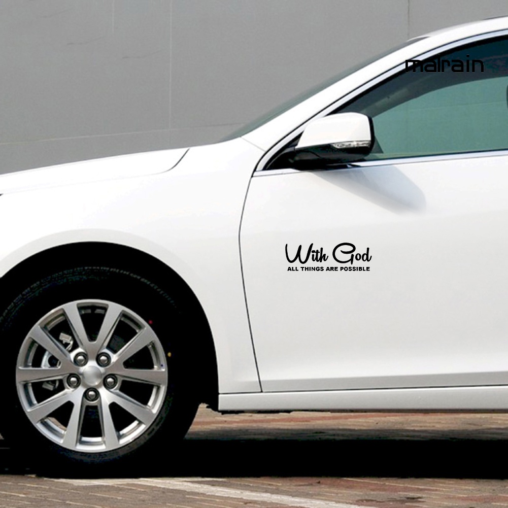 Miếng Dán Trang Trí Cửa Sổ Xe Hơi In Chữ Mar With God All Things Are Possible