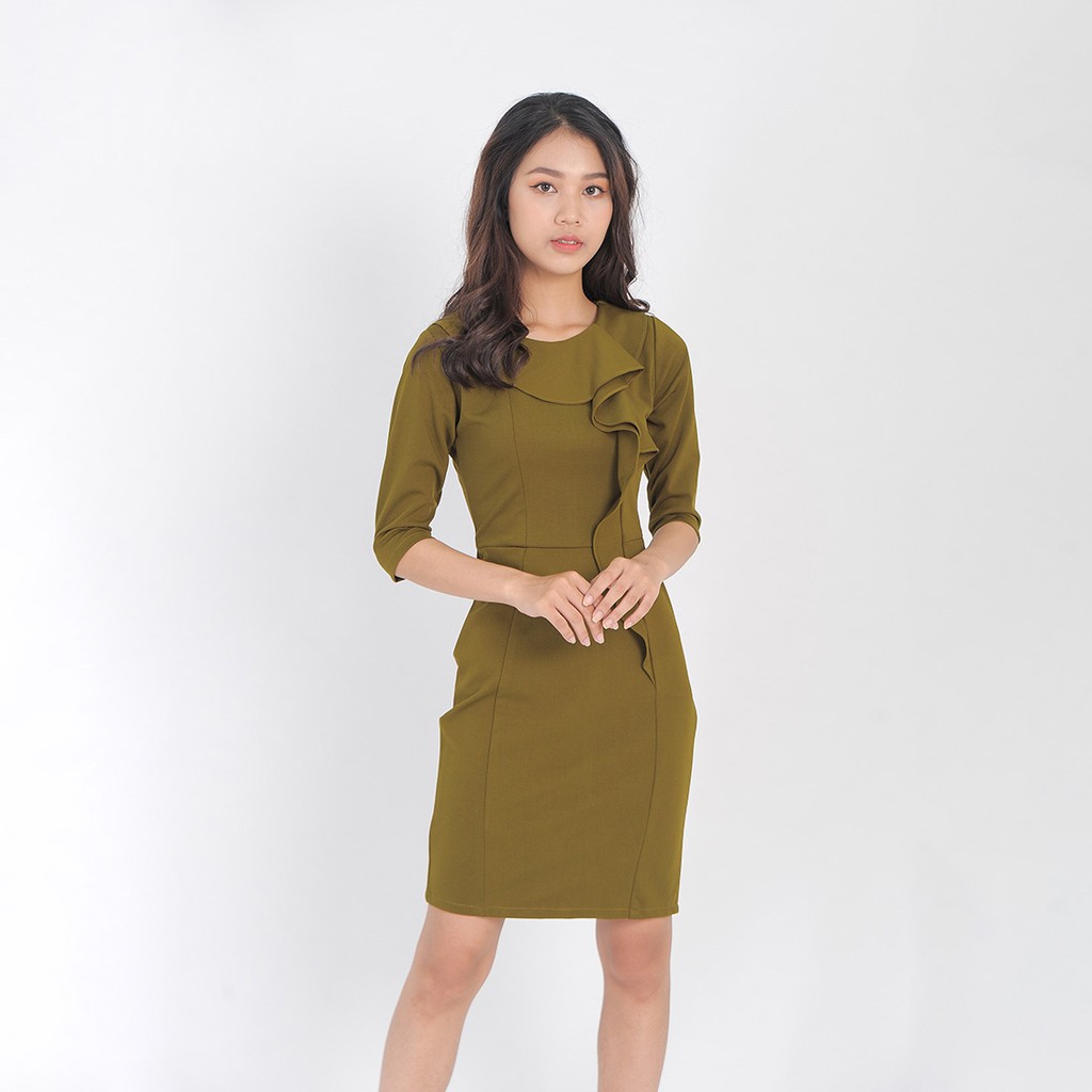 Váy đầm công sở thời trang Eden tay lỡ phối bèo cổ - D407 | BigBuy360 - bigbuy360.vn