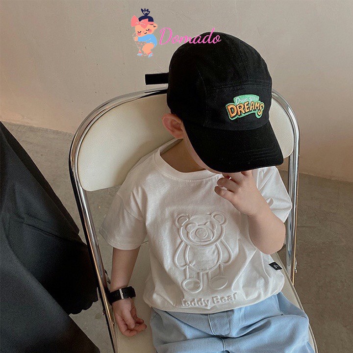 Áo phông tay ngắn cotton in gấu nổi cho bé trai bé gái phong cách Hàn Quốc DOMADO AP17