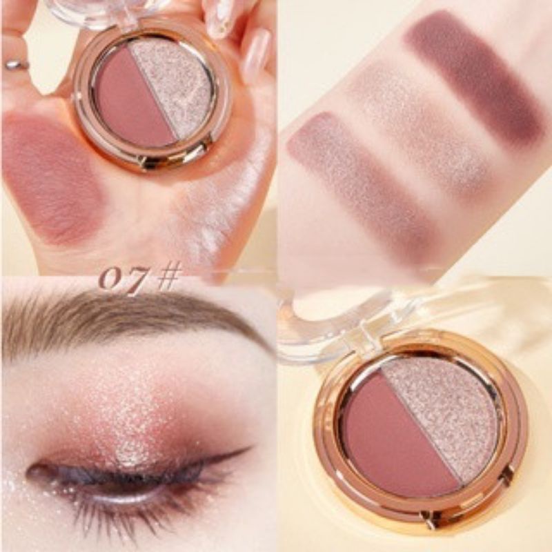 Bảng phấn mắt  Makeup Eyeshadow 2 ô nhũ và lì lên màu cực xinh