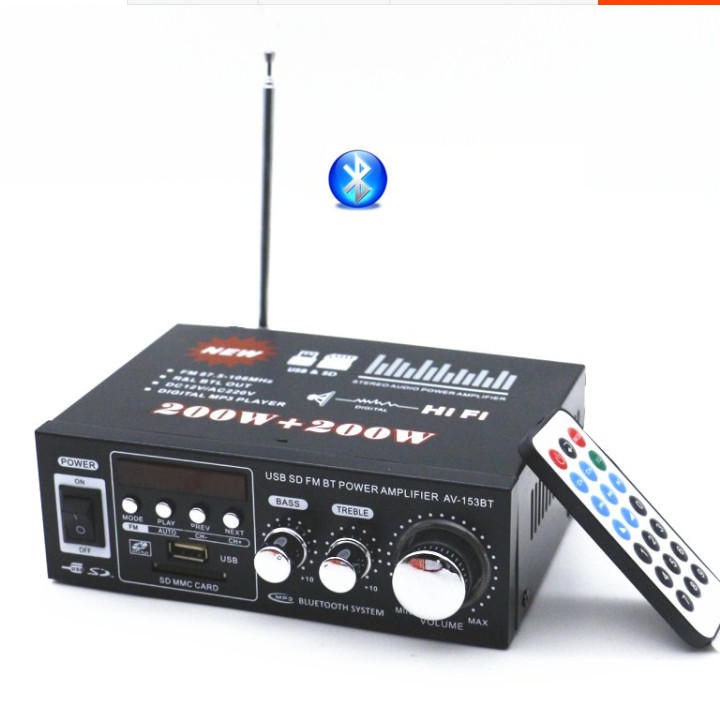 Âm li mini bluetooth 12v 220v AV-153TV, USB,SD,FM