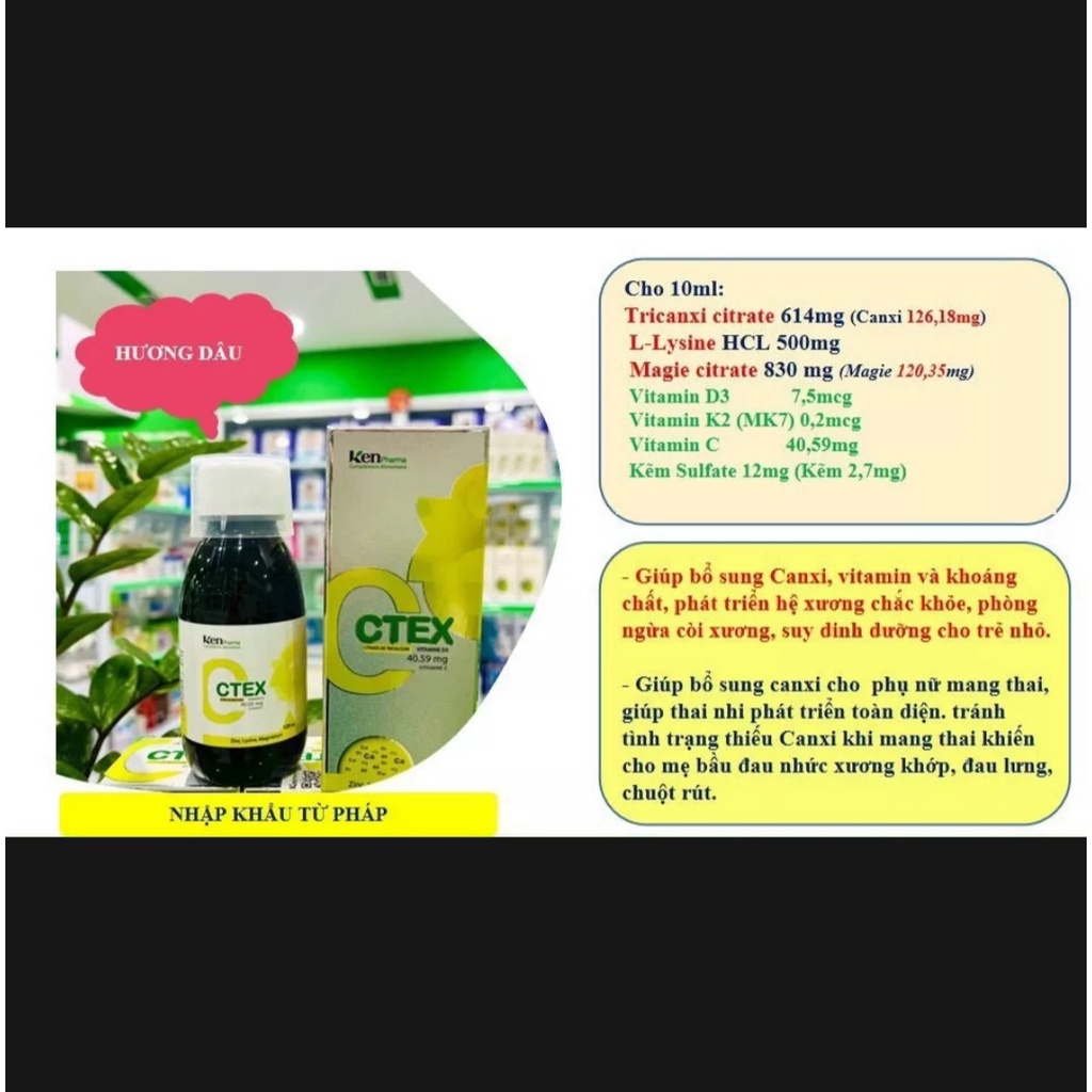 Siro bổ sung Canxi, vitamin và khoáng chất CTEX 125ml ( nhập khẩu từ Pháp)