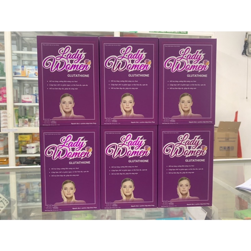 Lady Women - Hỗ trợ tăng cường khả năng oxy hoá, giảm nguy cơ lão hoá da, sạm da, giúp da sáng mịn ( Hộp 30viên )