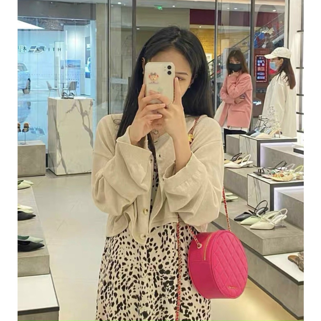 Túi ví tròn Quilted Circle Bag Cluch Túi Charles & Keith đeo vai nữ thiết kế sang trọng tinh tế phiên bản mới nhất 2021
