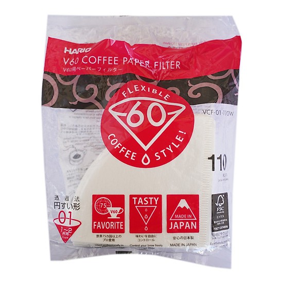 GIẤY LỌC CÀ PHÊ HARIO V60 PAPER FILTER 01 WHITE (VCF-01-100W)
