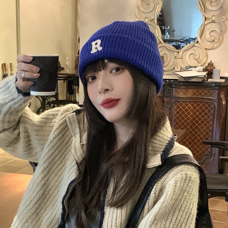 Mũ len chữ R phong cách Hàn Quốc Ulzzang form nam nữ cá tính nhiều màu - L15