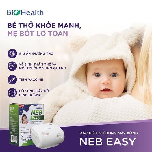 Máy Xông Khí Dung, Hạt Nhỏ Mịn, Xông Mũi Êm Ái Tác Động Sâu - Biohealth Neb Easy