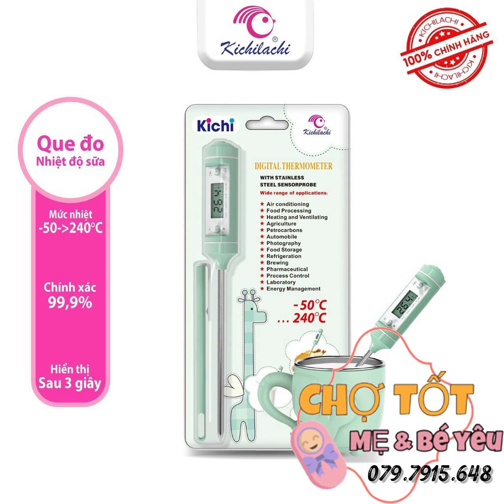 Nhiệt kế điện tử đa năng đo sữa, nước, thức ăn Kichi