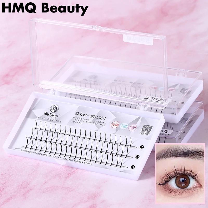 60 cụm lông mi kéo dài hình dạng một quạt cá nhân phẳng 3D mịn, chuẩn bị khối lượng lông mi mở rộng các mỹ phẩm trang điểm