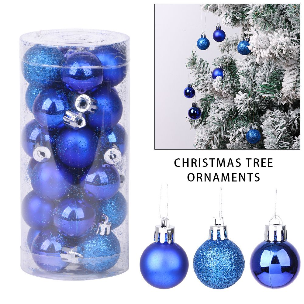Set 24 quả cầu nhựa 3cm nhiều màu trang trí cây thông giáng sinh năm mới DIY