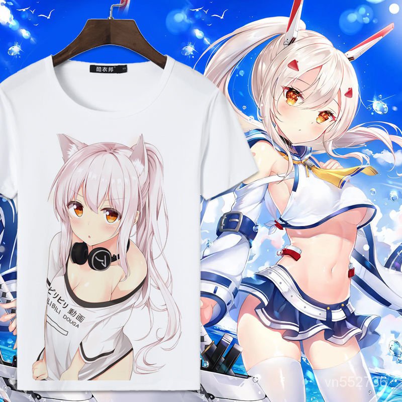 Azure Quần Áo Ayanami Dễ Thương Mẹ Xung Quanh AnimeTÁo Sơ Mi Yếu Tố Thứ Hai Ngắn Tay Nam Giới Và Phụ Nữ Sinh Viên Mùa Hè