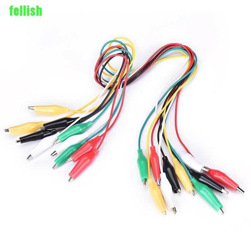 [FEL] 10pcs Crocodile Clips Cable Double-ended Alligator Jumper Test Leads Wire NEW Do