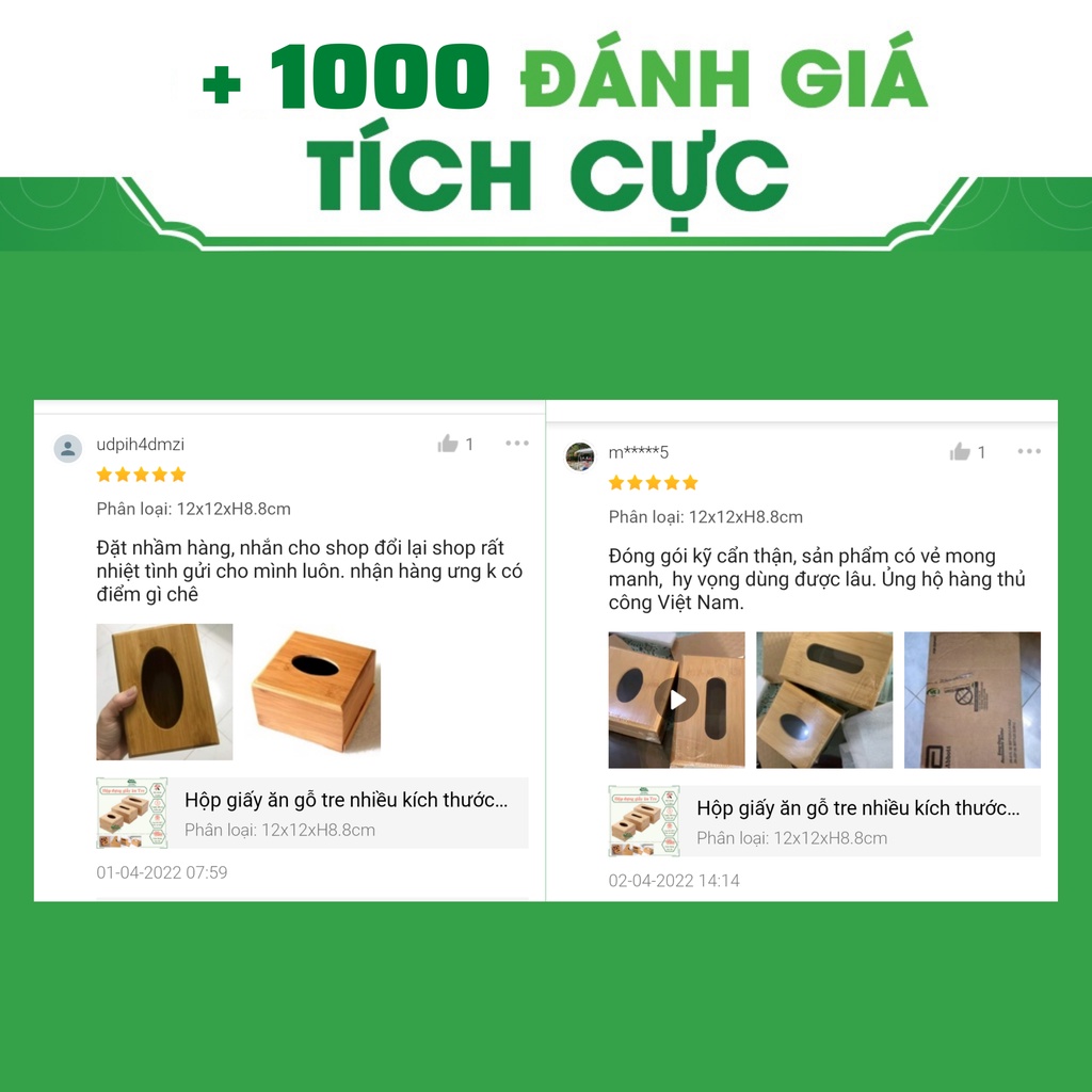 Hộp giấy ăn gỗ tre nhiều kích thước trang trí phòng bếp, nhà hàng khách sạn, đồ gia dụng thông minh / HealHomes