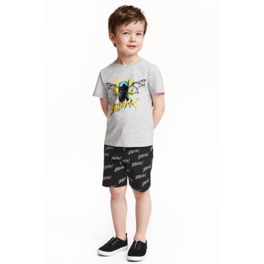 Set 2 bộ Batman vàng ghi cho bé trai dòng lớn, chất cotton mềm, hình in sắc nét
