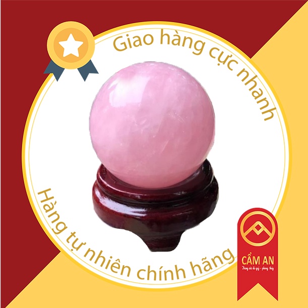 [Sản Phẩm Yêu Thích] Quả cầu đá tự nhiên TA hồng - Tặng Kèm Đế Gỗ