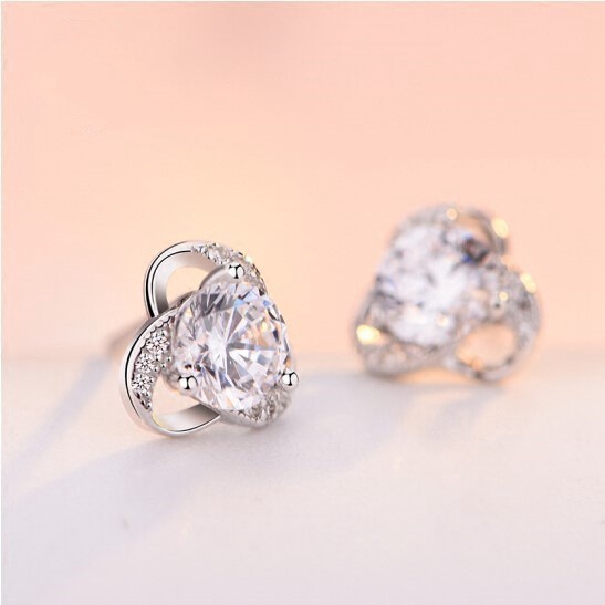 Khuyên Tai Bạc S925 Hình Hoa Đính Đá Xinh Xắn