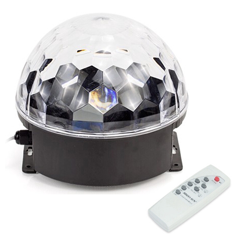 MP3 Magic Rotating Ball LED Music Stage Light Party Crystal Remote Control New 【cuul】