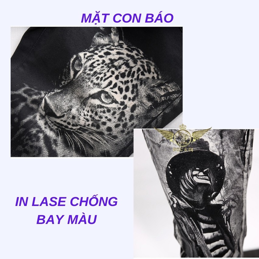Quần jean nam cao cấp chất bò độc lạ LEVAMEN chất liệu vải bò jeans co giãn in lase không bay màu hình mặt cọp QJ045 | BigBuy360 - bigbuy360.vn