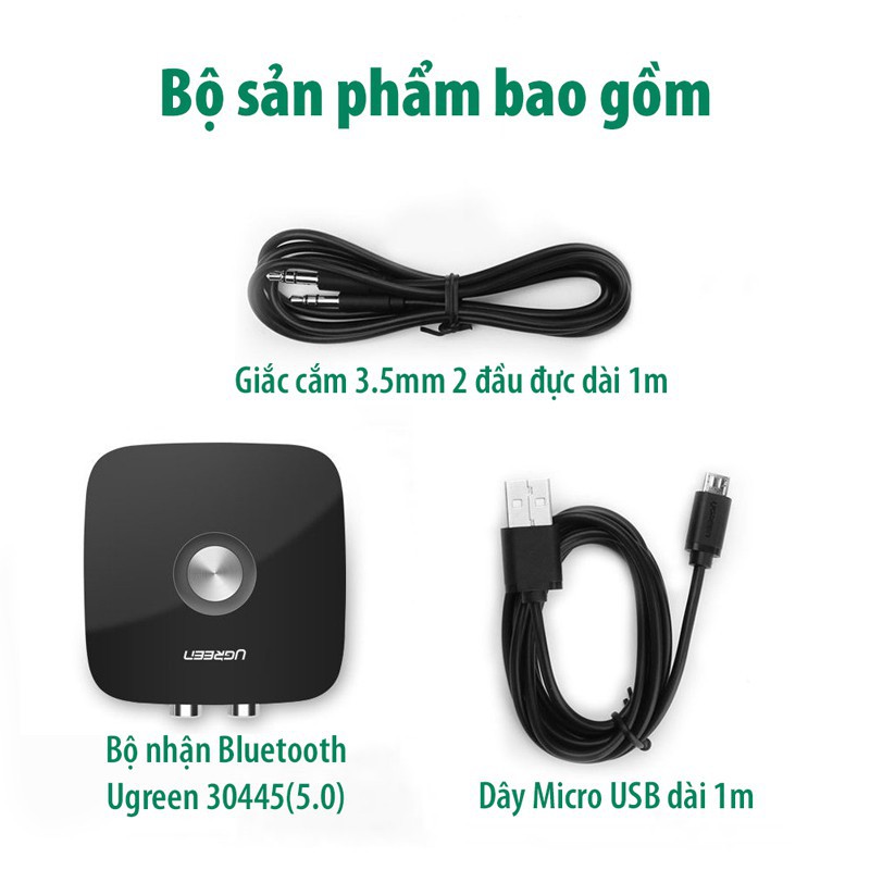 Thiết bị nhận Bluetooth 5.0 Music Receiver Ugreen UG-30445, dùng cho loa+amply sbay