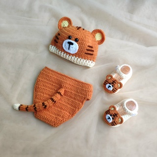 Set đồ len giữ ấm cho bé, chụp hình đầy tháng, thôi nôi mẫu con Hổ cưng xỉu - Dương liễu handmade