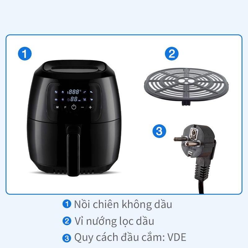 【New Arrival】Nồi chiên không dầu Simplus dung tích lớn 5.5L cảm ứng thông minh đa chức năng chiên nướng không dầu mỡ