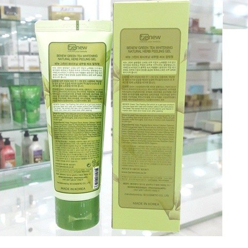 Tẩy da chết trà xanh trắng da, sạch mụn bọc và mụn đầu đen da mặt và toàn thân BENEW GREEN TEA PEELING GEL 120ML/Hộp