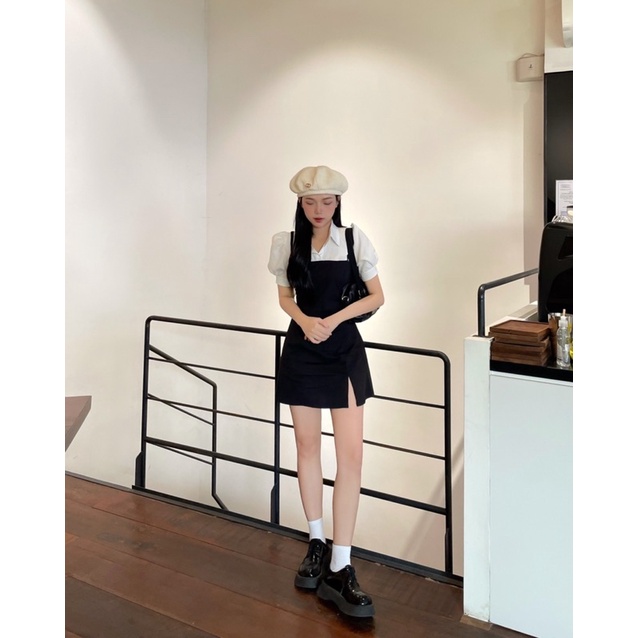 ĐẦM  ĐEN PHỐI CỔ SƠ MI TRẮNG XẺ LAI | BigBuy360 - bigbuy360.vn