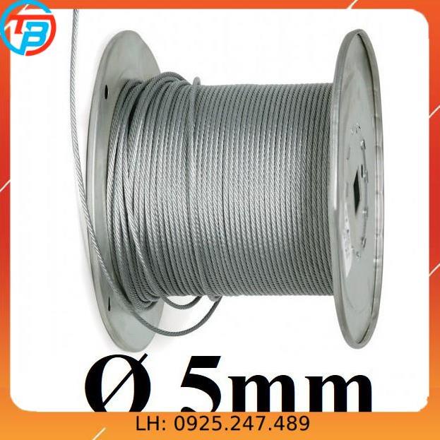 Dây cáp thép mạ kẽm Phi [ 5mm ] dài 1 mét – 1000 mét CÁP THÉP Thái Bình VinàN