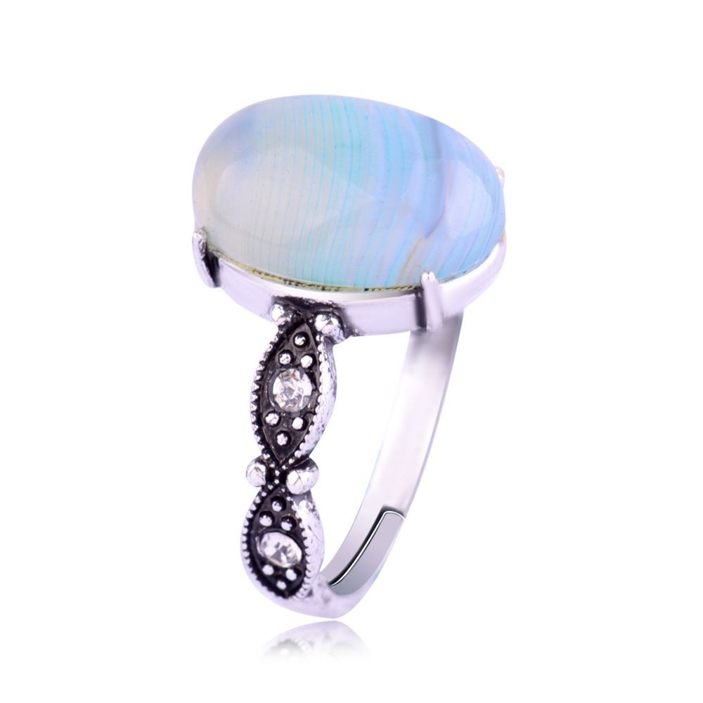 Nhẫn nữ mạ bạc mặt đá quý màu xanh biển
