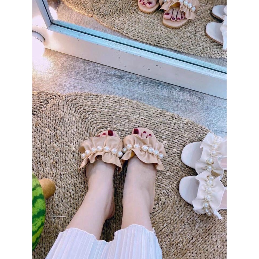 FREESHIP DÉP NỮ, DÉP THỜI TRANG NỮ XẾP BÈO NGỌC SIÊU XINH