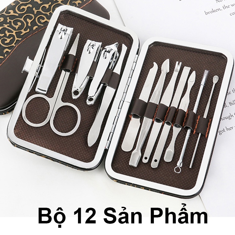 Bộ Bấm Móng Tay Chân, Tỉa Lông Mũi, Lấy Ráy Tai, Nặn Mụn 15 Món, Bộ Cắt Móng Tay Chân Bằng Thép Cao Cấp Không Gỉ - G29