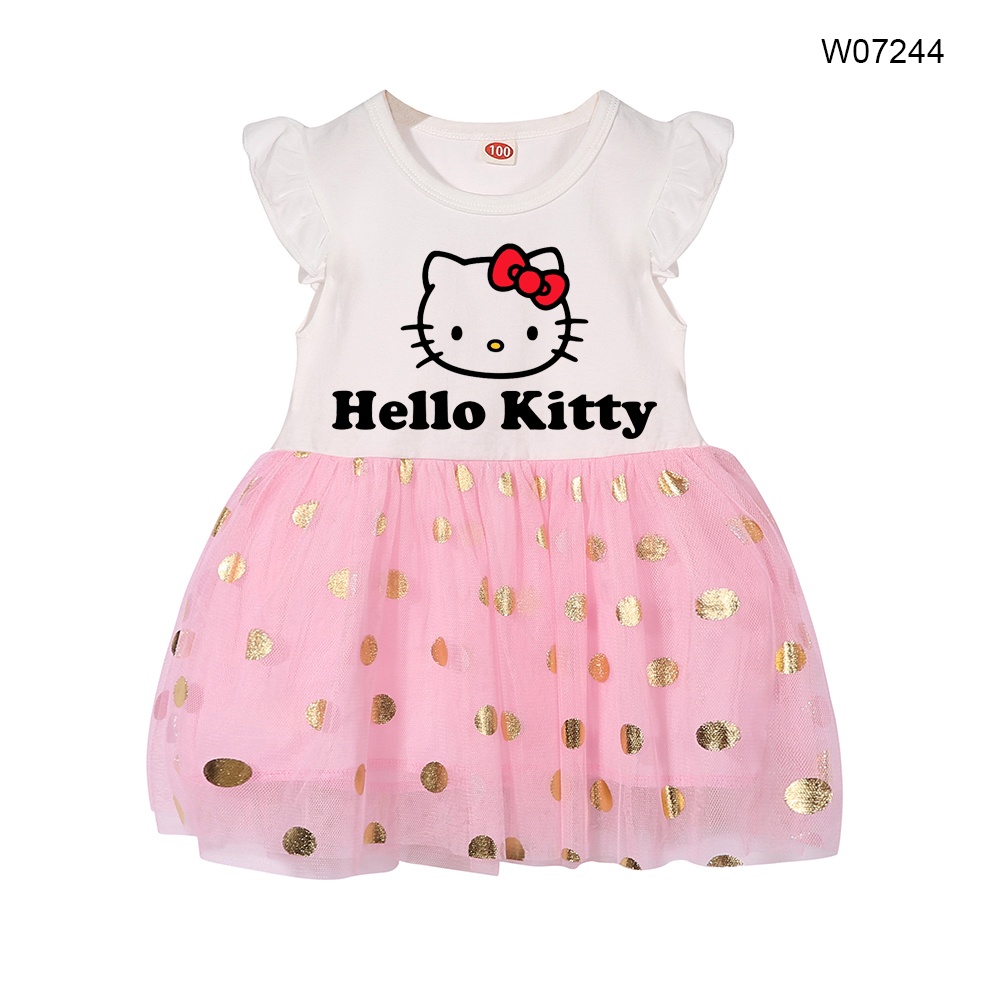 Hello kitty Đầm Công Chúa Màu Hồng Cho Bé Gái Từ 1-6 Tuổi