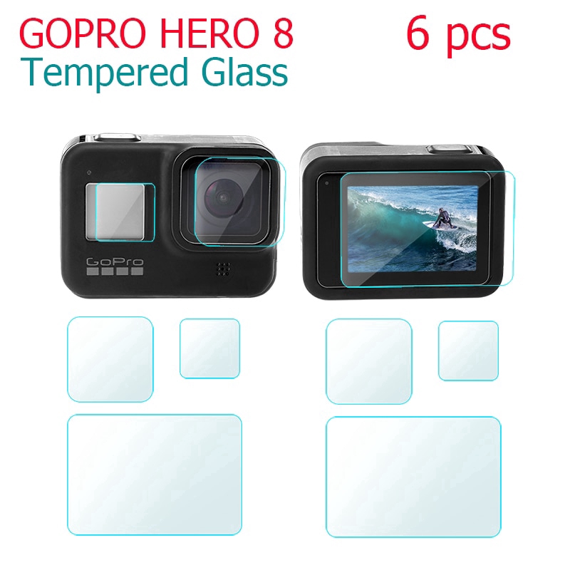 Set 6 Kính Cường Lực 2.5d Bảo Vệ Camera Gopro Hero 8