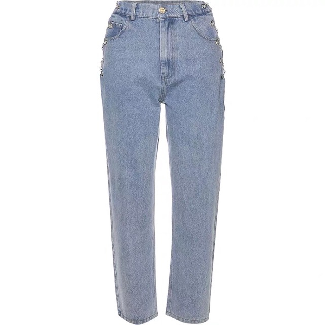 [ ORDER ] Quần Jeans dài dây xích_ảnh Ngọc Trinh diện_nguồn chất xịn ko pha nilong (đơn 500k tặng quần lót cao cấp)