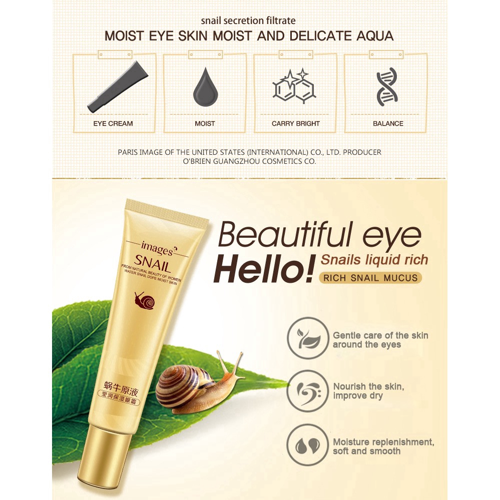 Kem IMAGES chiết xuất ốc sên và hyaluronic axit giúp loại bỏ quầng thâm và sưng quanh hốc mắt | BigBuy360 - bigbuy360.vn