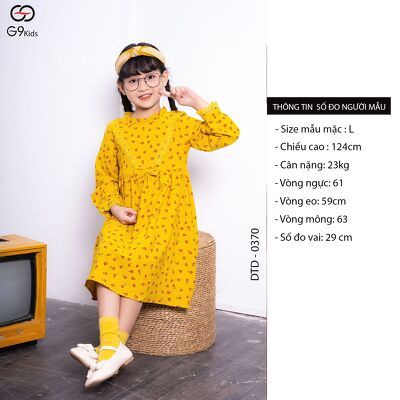 Đầm tay dài  0370 G9moza với chất liệu Kate tạo phong cách Đến trường, đi chơi Xinh xắn, đáng yêu