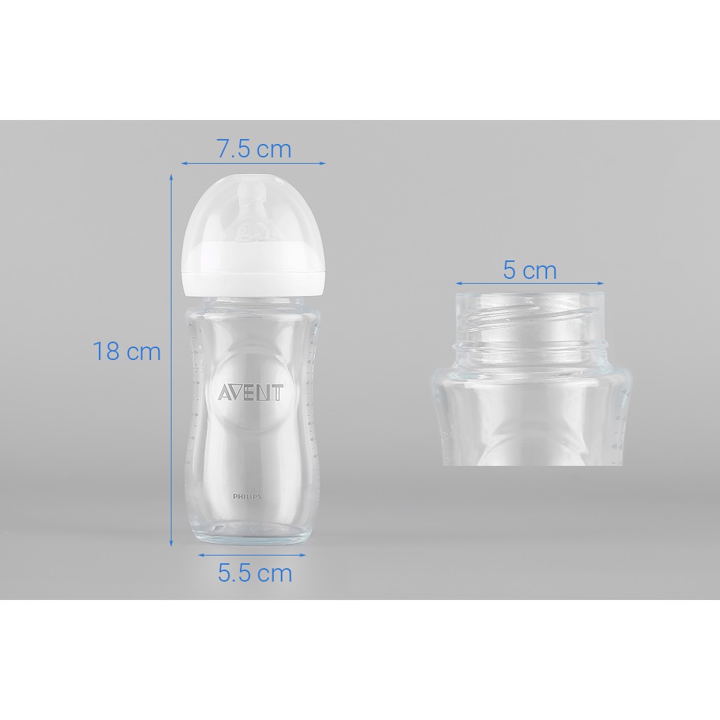 Bình sữa thủy tinh Philips SCF673 dung tích 240 ml dành cho trẻ từ 1 tháng tuổi