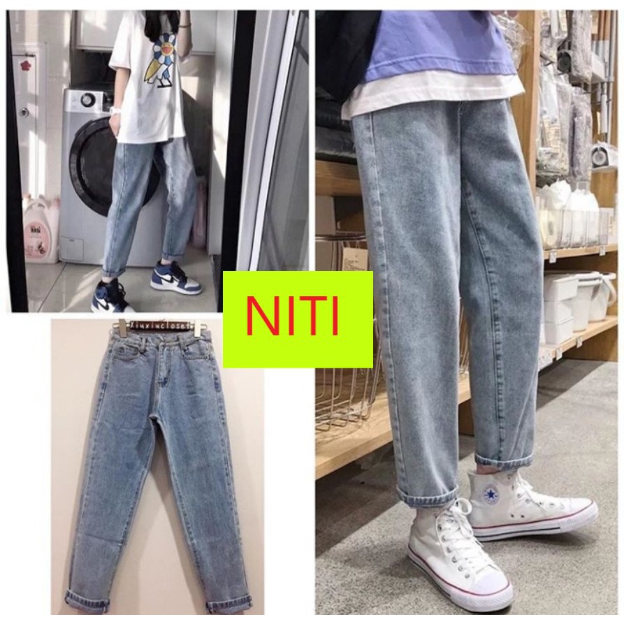 [ HÌNH THẬT!! ] QUẦN JEAN NỮ LƯNG CAO KIỂU QUẦN BAGGY JEAN NỮ MÀU XANH NHẠT LƯNG CAO NITI SIÊU CÁ TÍNH TRÔNG CỰC BỤI