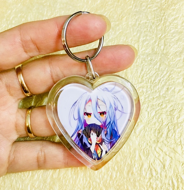 Móc khoá nogame no life mica trong in 2 mặt ảnh khác nhau