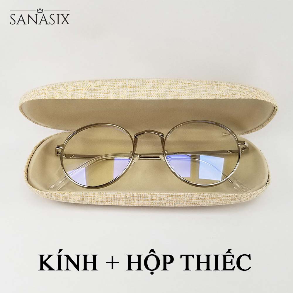 Gọng kính nam nữ mắt cận tròn màu bạc, viền gọng kim loại dày 3019. Tròng kính giả cận 0 độ chống ánh sáng xanh, tia UV | BigBuy360 - bigbuy360.vn