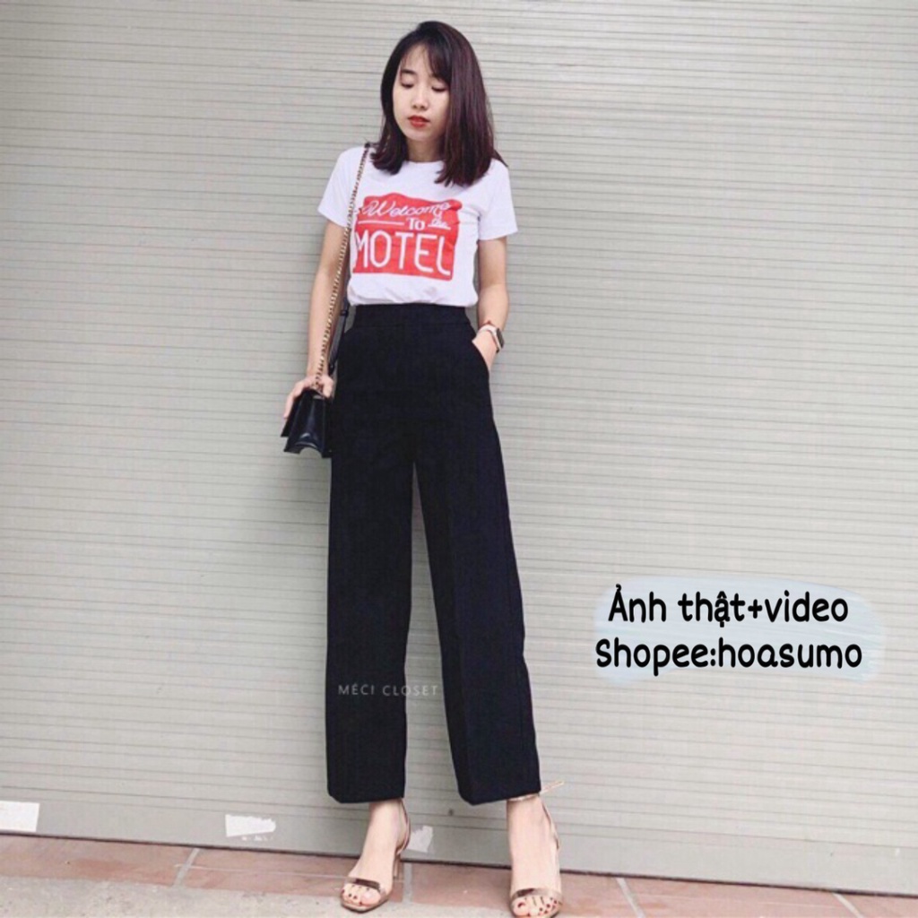 HOASUMOFASHION Quần vải ống xuông khoá cạnh -cạp cao mã 1006